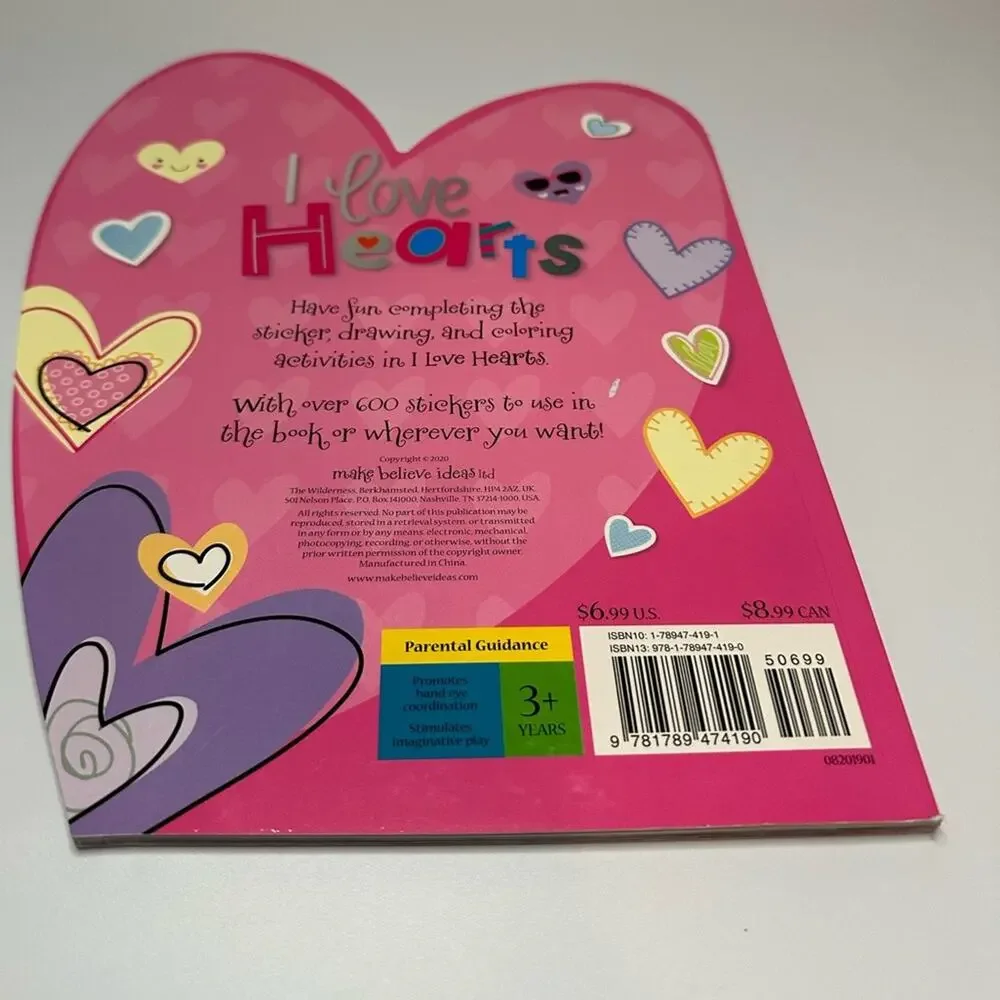 I Love Hearts Sticker Book with over 600 Stickers Valentines Day Kids